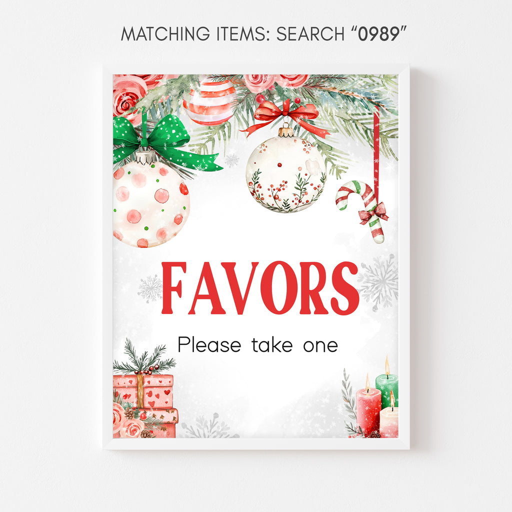 Festive Christmas baby shower favors sign, gender neutral printable holiday party decoration