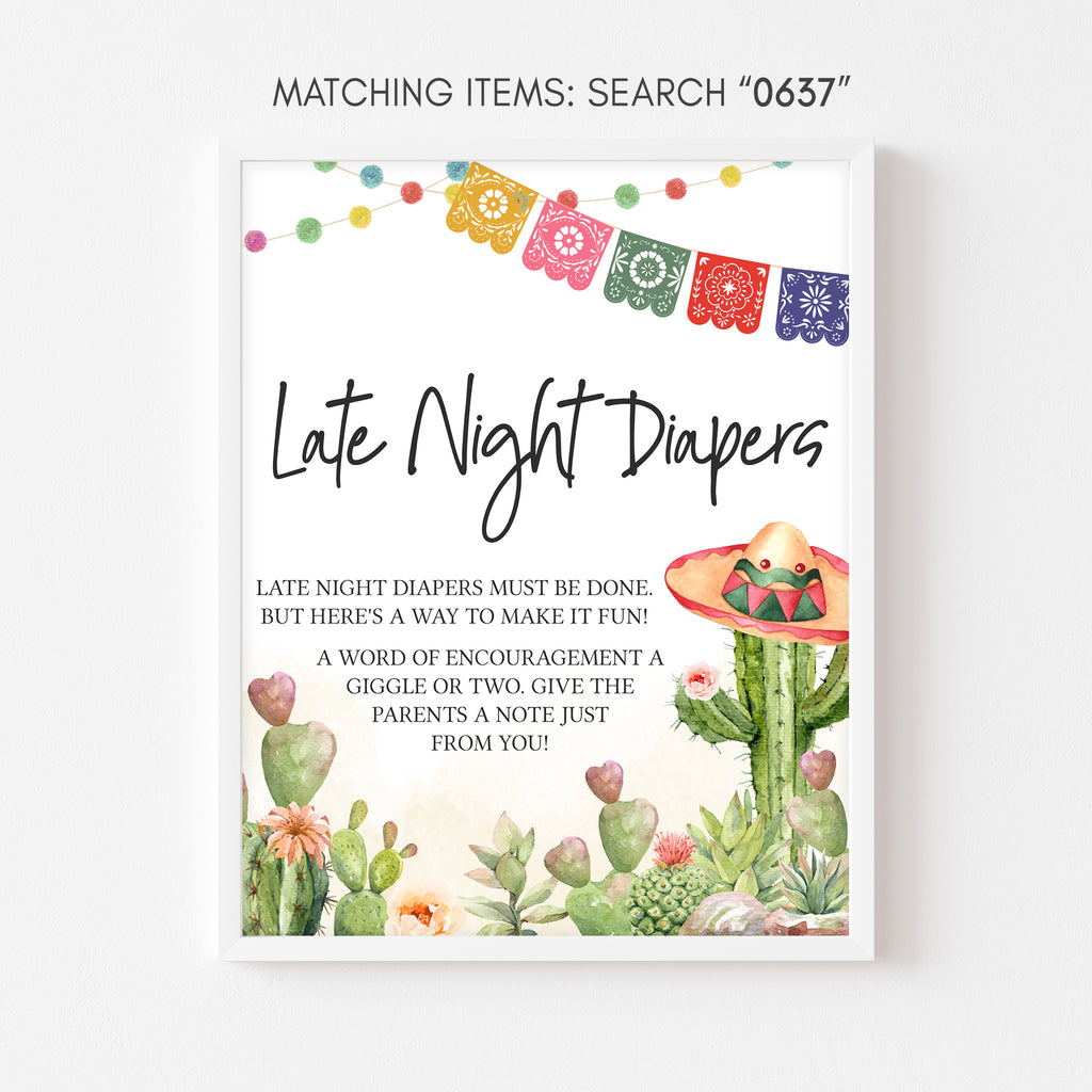 Let's Taco Bout Baby Shower Late Night Diapers Sign