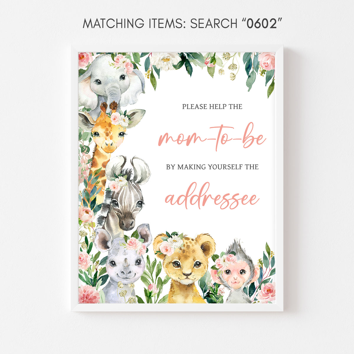 Wild One Floral Safari Baby Shower Envelope Station Sign – Cuddle Palette
