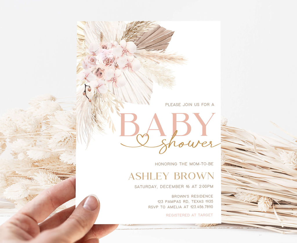 Boho Floral Baby Shower Invitation