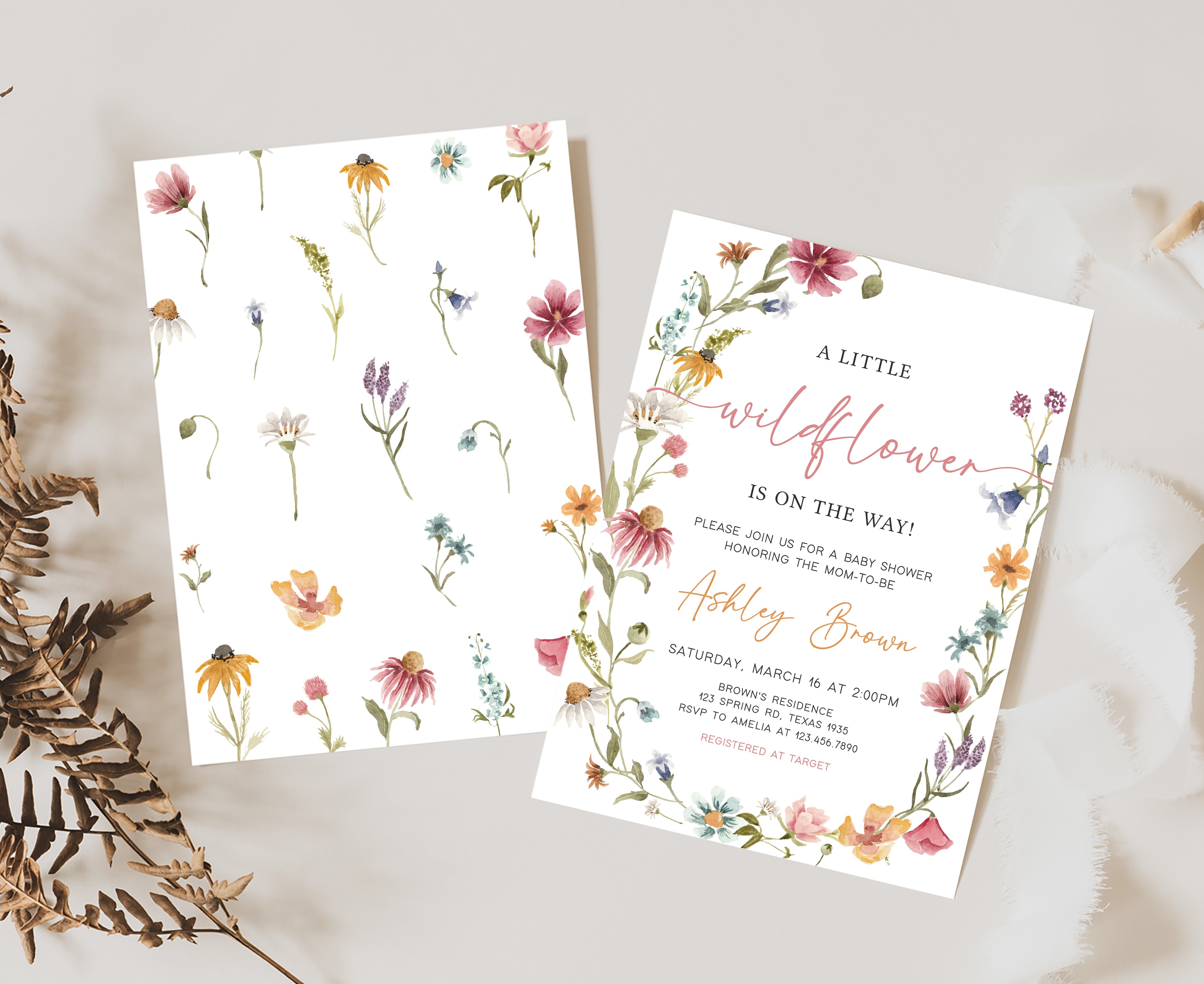 Girl Wildflower Baby Shower Invitation Template Cuddle Palette