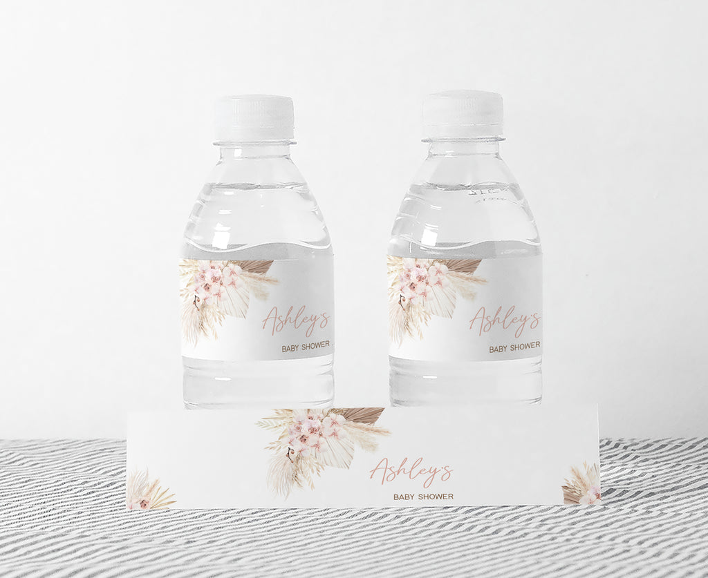 Boho Floral Baby Shower Bottle Label