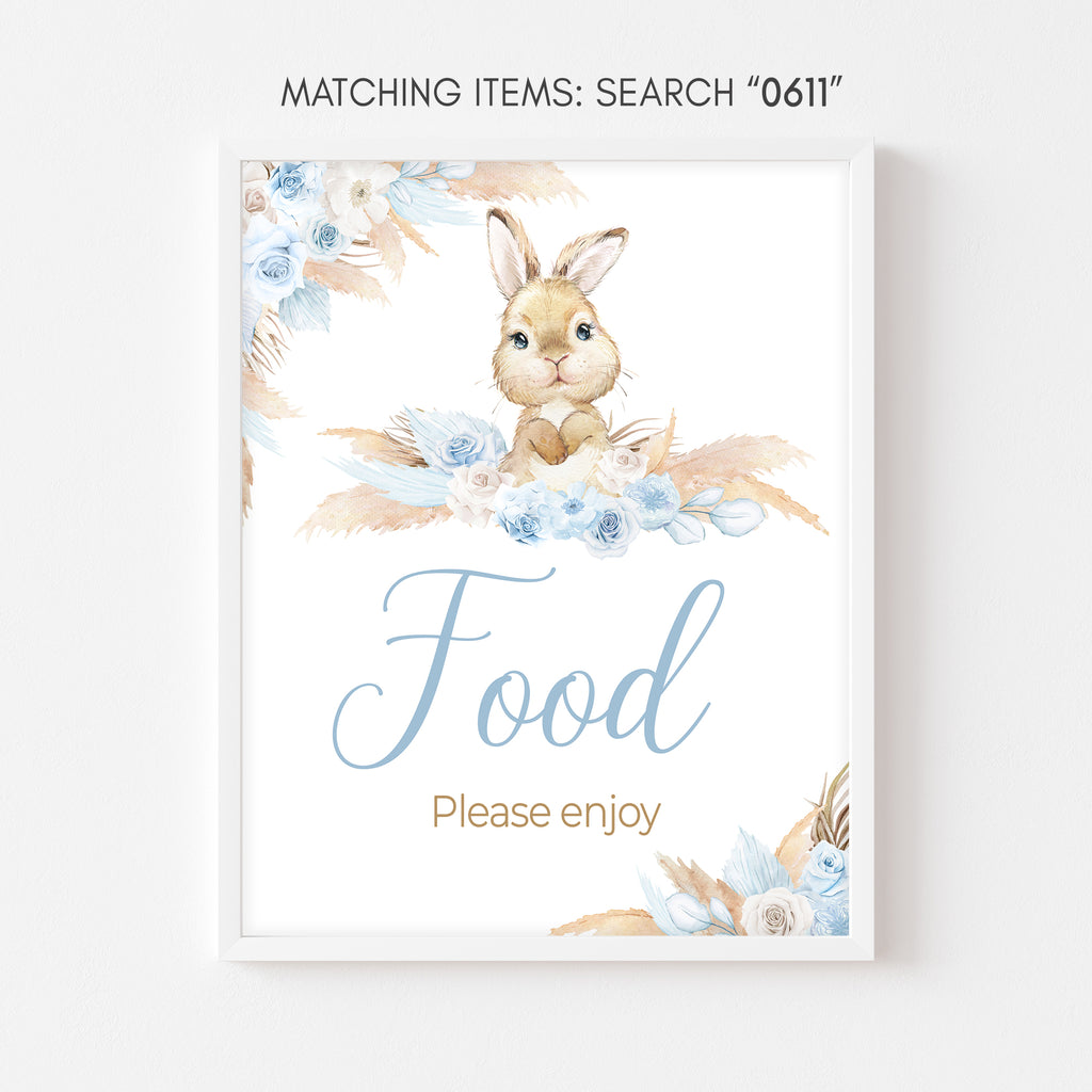 Boy Bunny Rabbit Baby Shower Food Sign