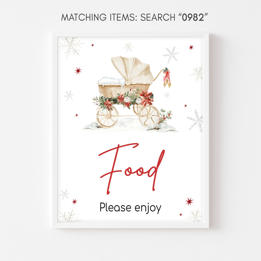 Holiday baby shower food sign, rustic Christmas printable for festive gender neutral party