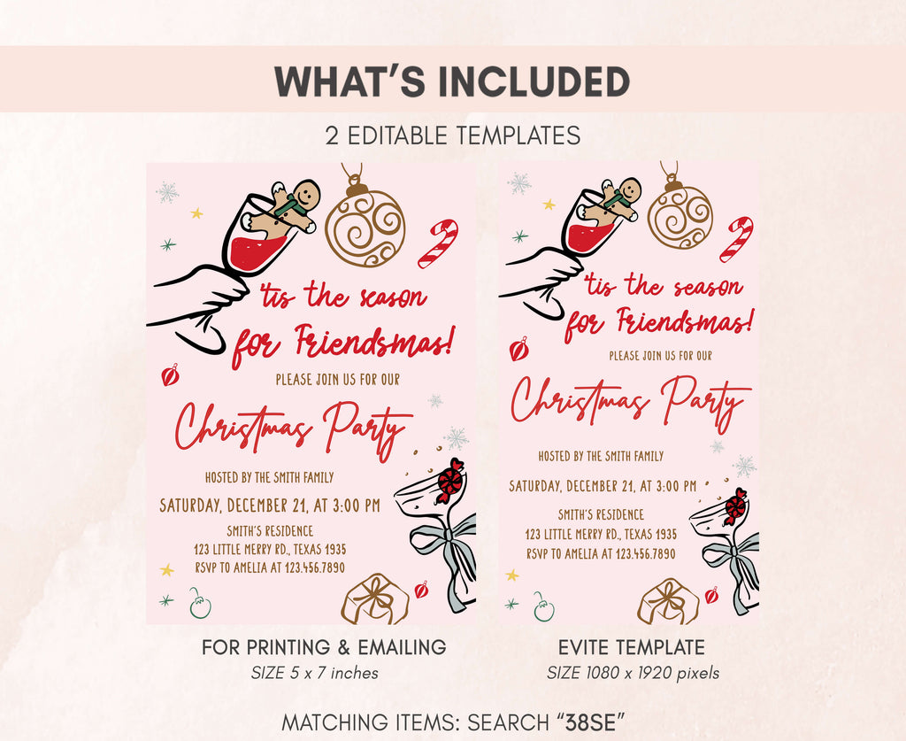 Modern Christmas holiday invitation for friends