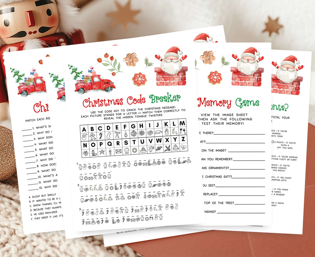 Printable Christmas Games for Kids & Families | 25 Holiday Party Game Bundle | Christmas Eve Activities | Instant Download PDF