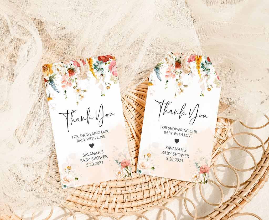 Garden Flowers Baby Shower Favor Tag