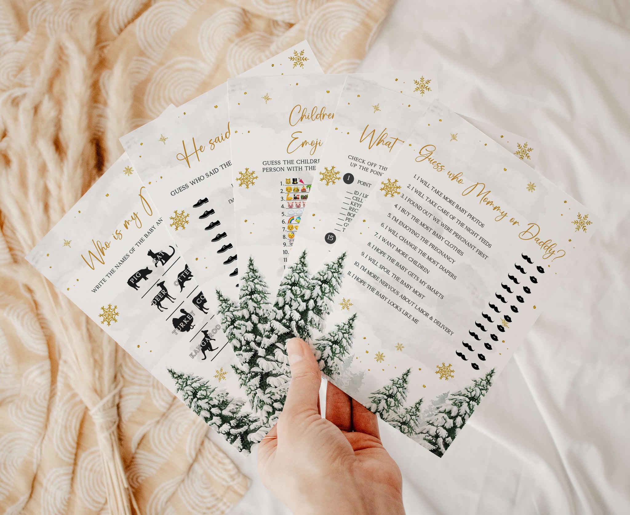 All Ewired Up Baby Shower Trivia Game - 50 Gender Neutral Cards For Winter Wonderland Theme - View #3