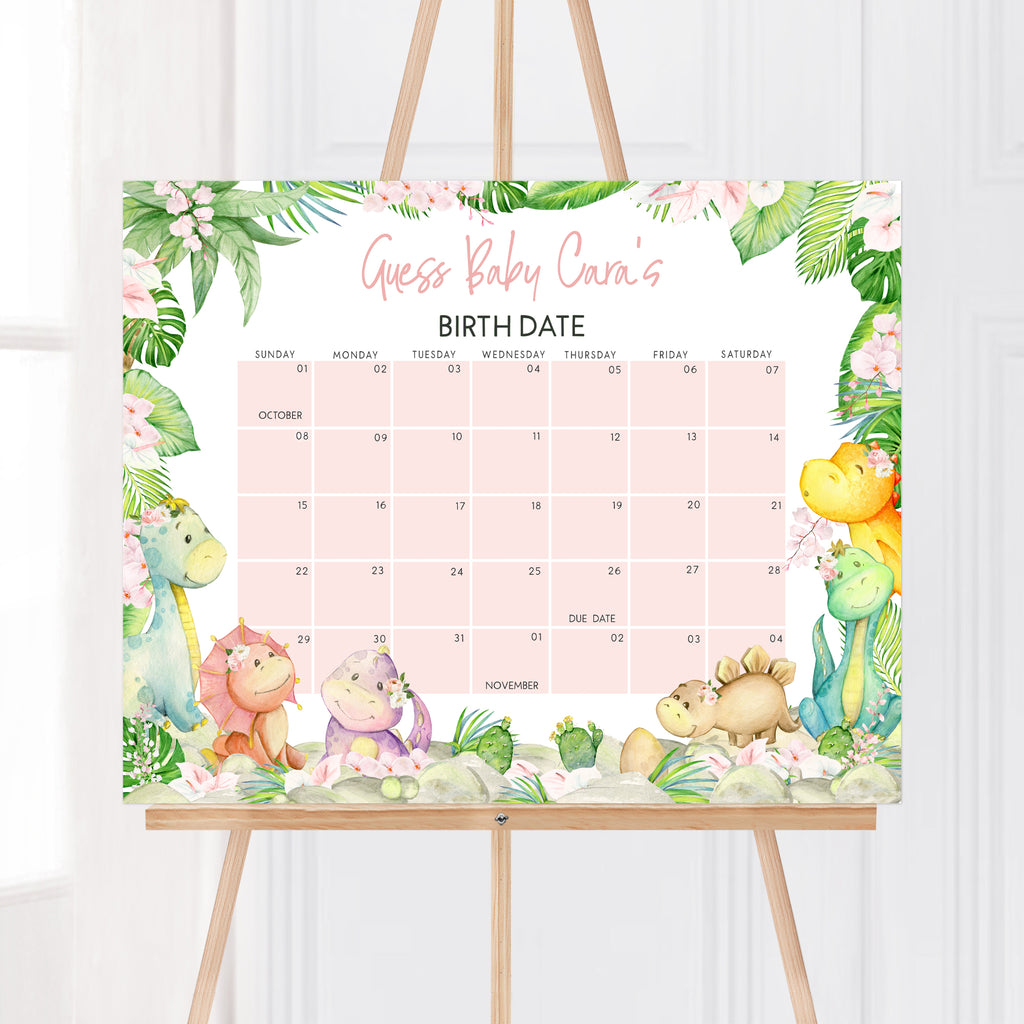 Girl Dinosaur Baby Shower Due Date Calenda