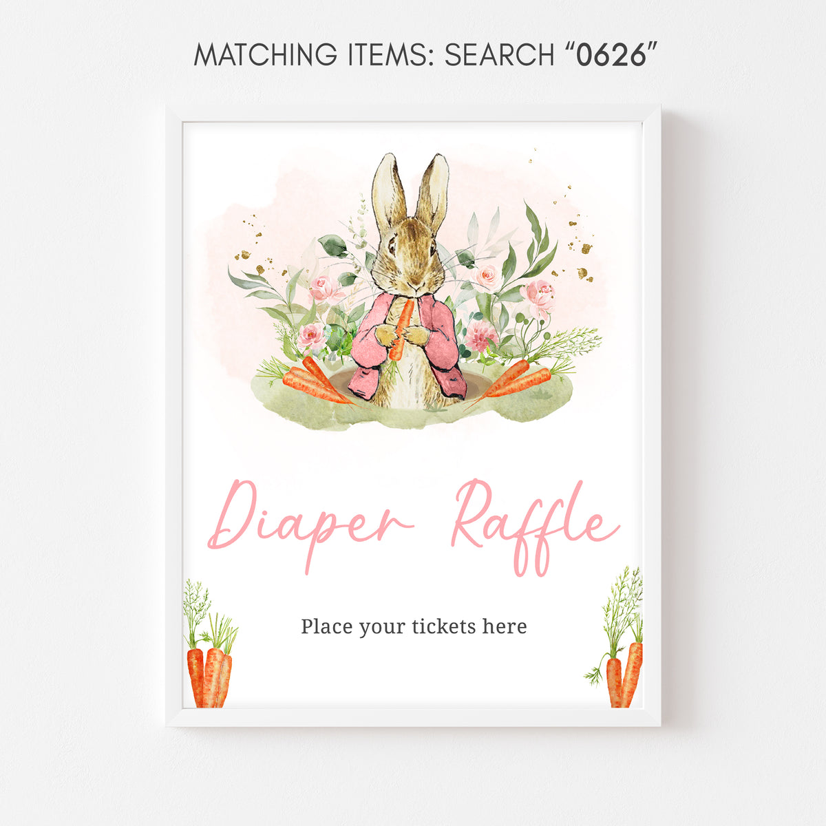 Peter Rabbit Diaper Raffle Sign Pink Peter Rabbit Baby Shower Diaper Raffle Sign – Cuddle Palette