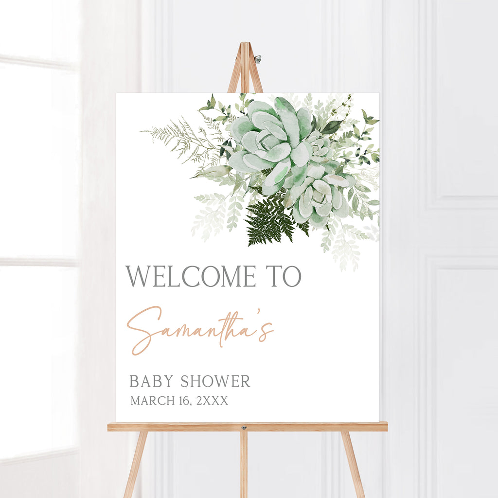 Baby in Bloom Succulent Baby Shower Welcome Sign