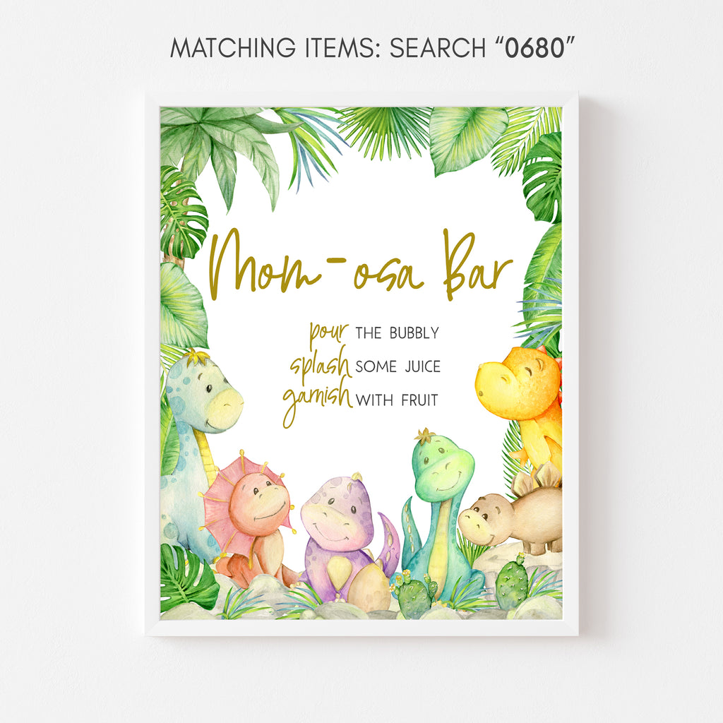 Dinosaur Baby Shower Mom Osa Bar Sign