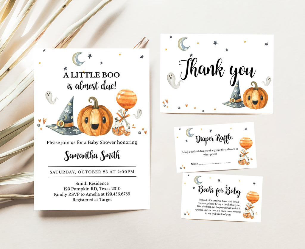 Halloween Baby Shower Invitation Set