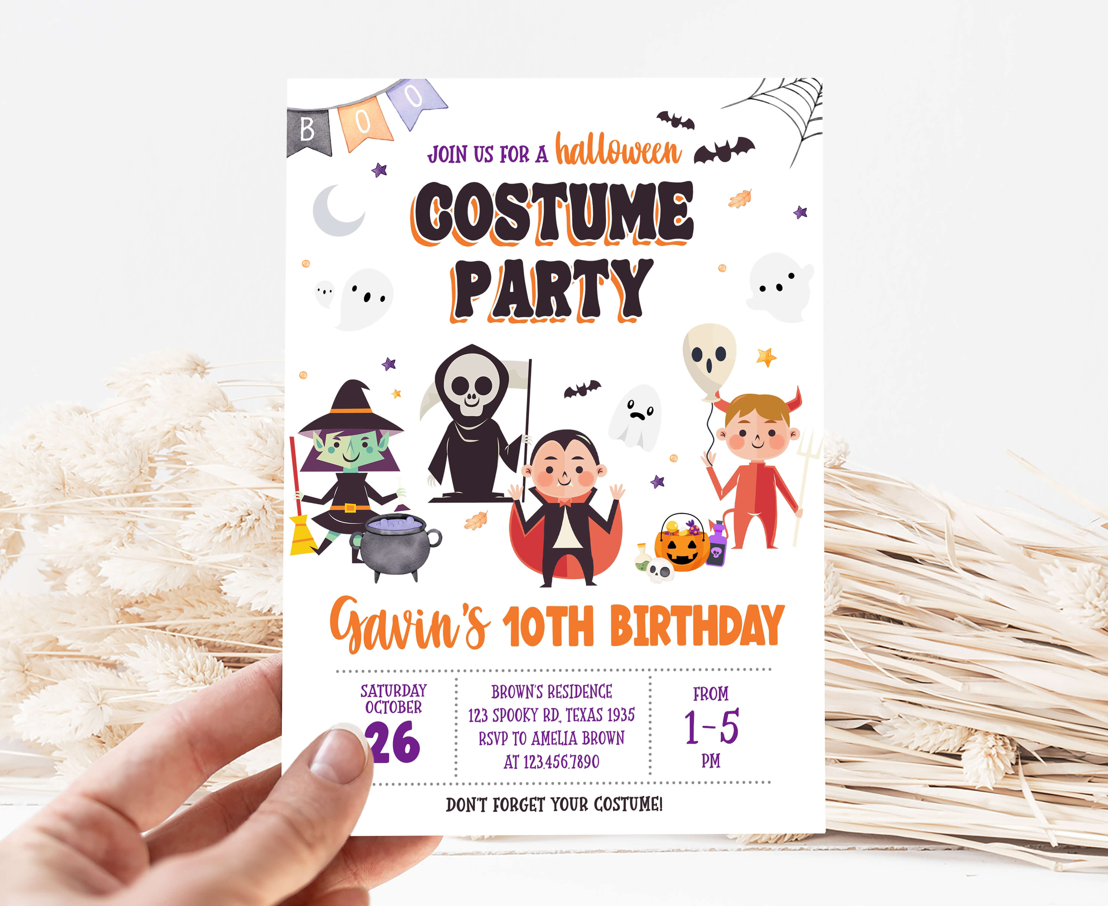 Editable Costume Halloween Birthday Party Invitation Editable Costume Halloween Birthday Party Invitation