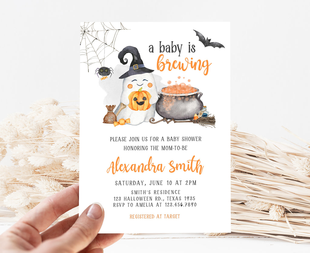 Printable Halloween baby shower invitation for gender neutral parties