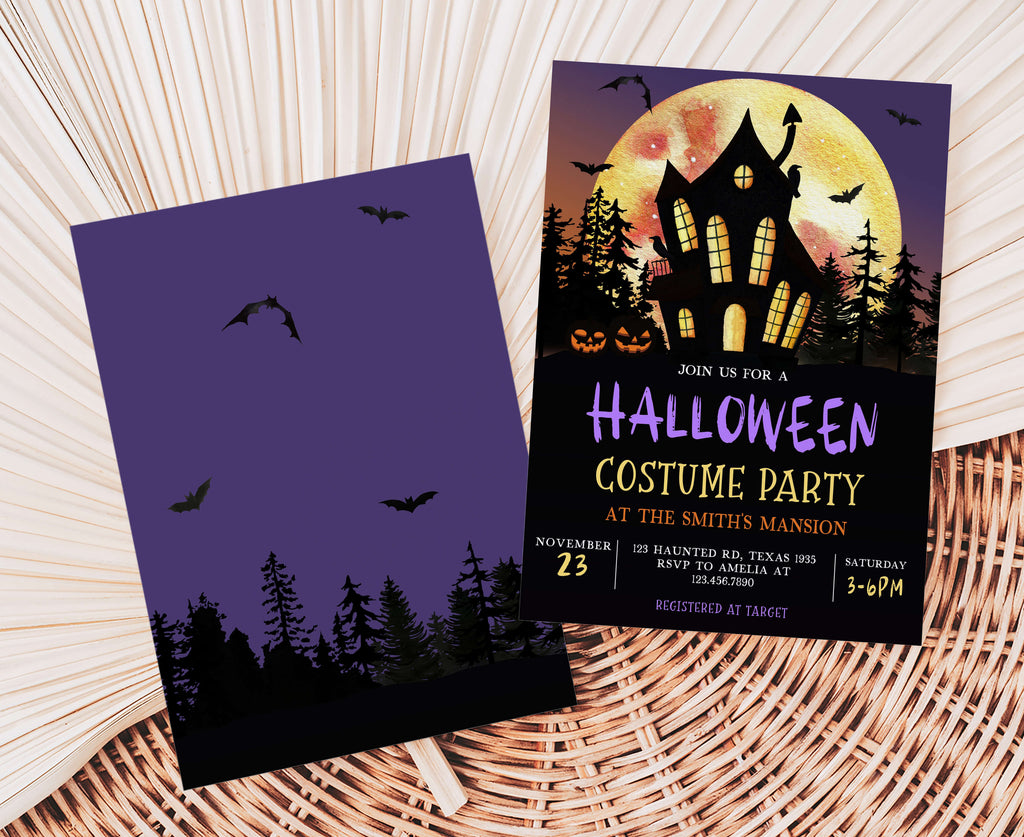 Editable spooky costume party invitation for Halloween events