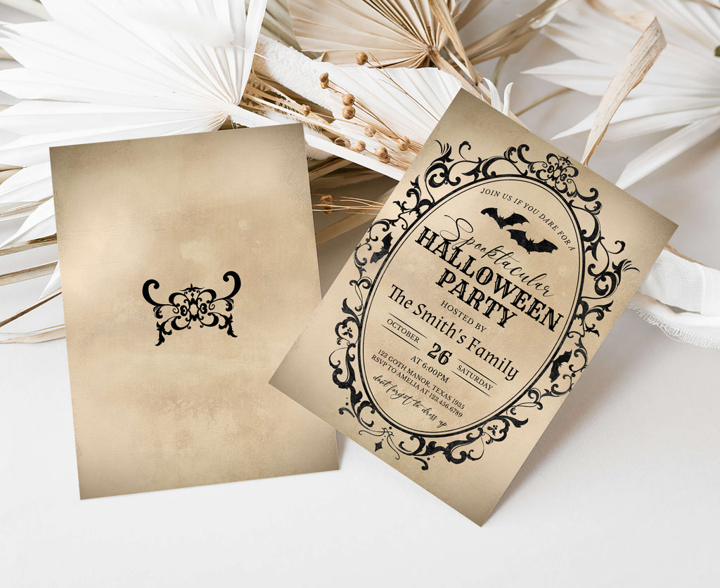 Classic gothic Halloween invite for October celebrations