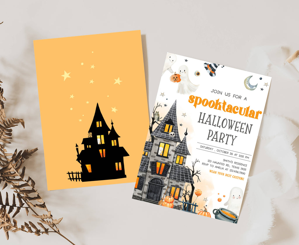 Printable spooky Halloween costume party invite
