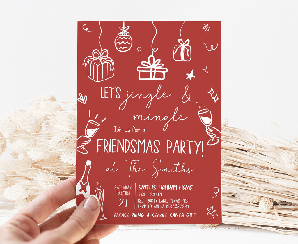 Modern red Christmas party invitation design