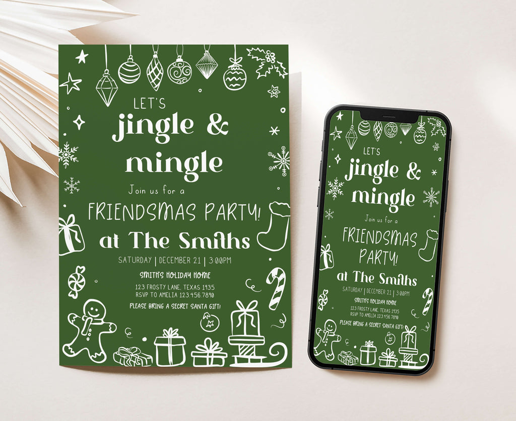 Gingerbread and gift-themed Christmas invitation template