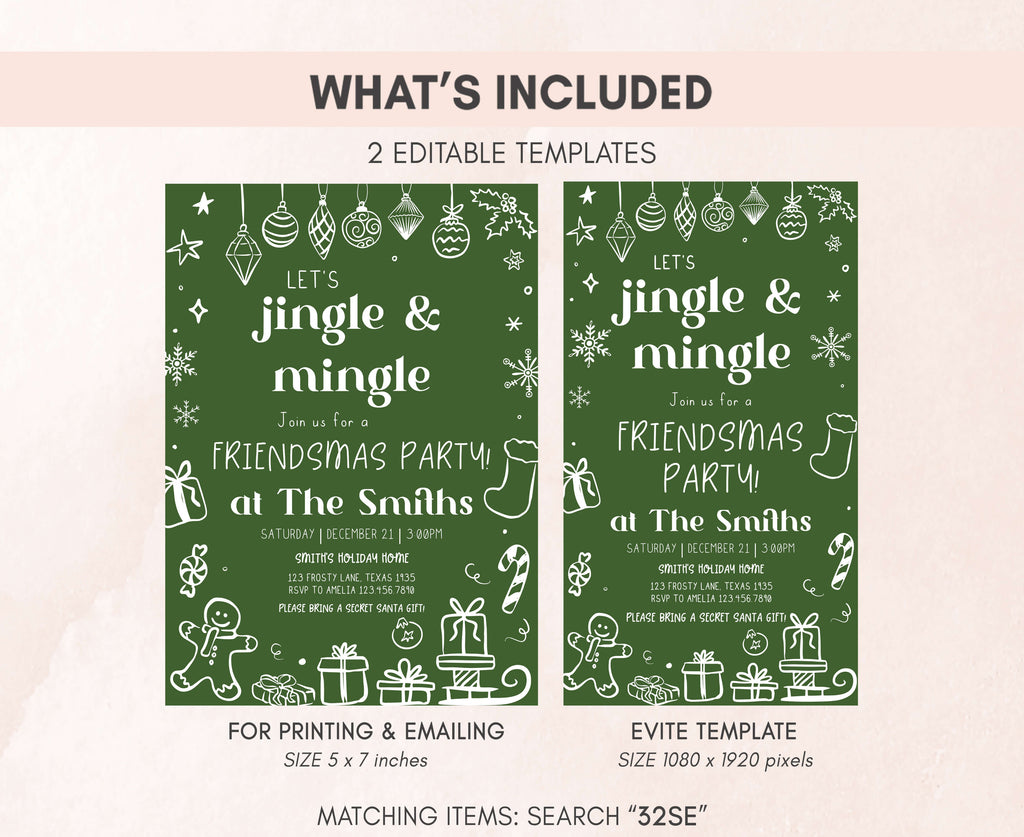 Elegant holiday party invite with green background