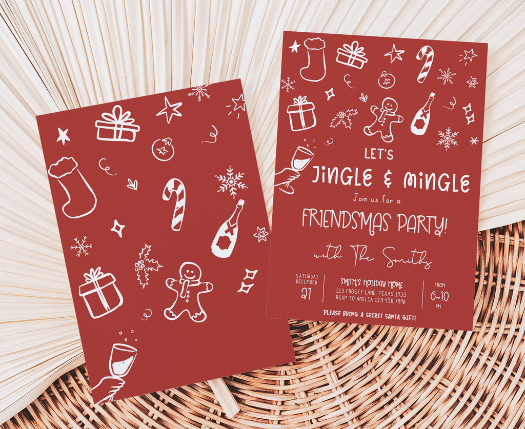 Printable Christmas party invitation featuring champagne and holiday cheer