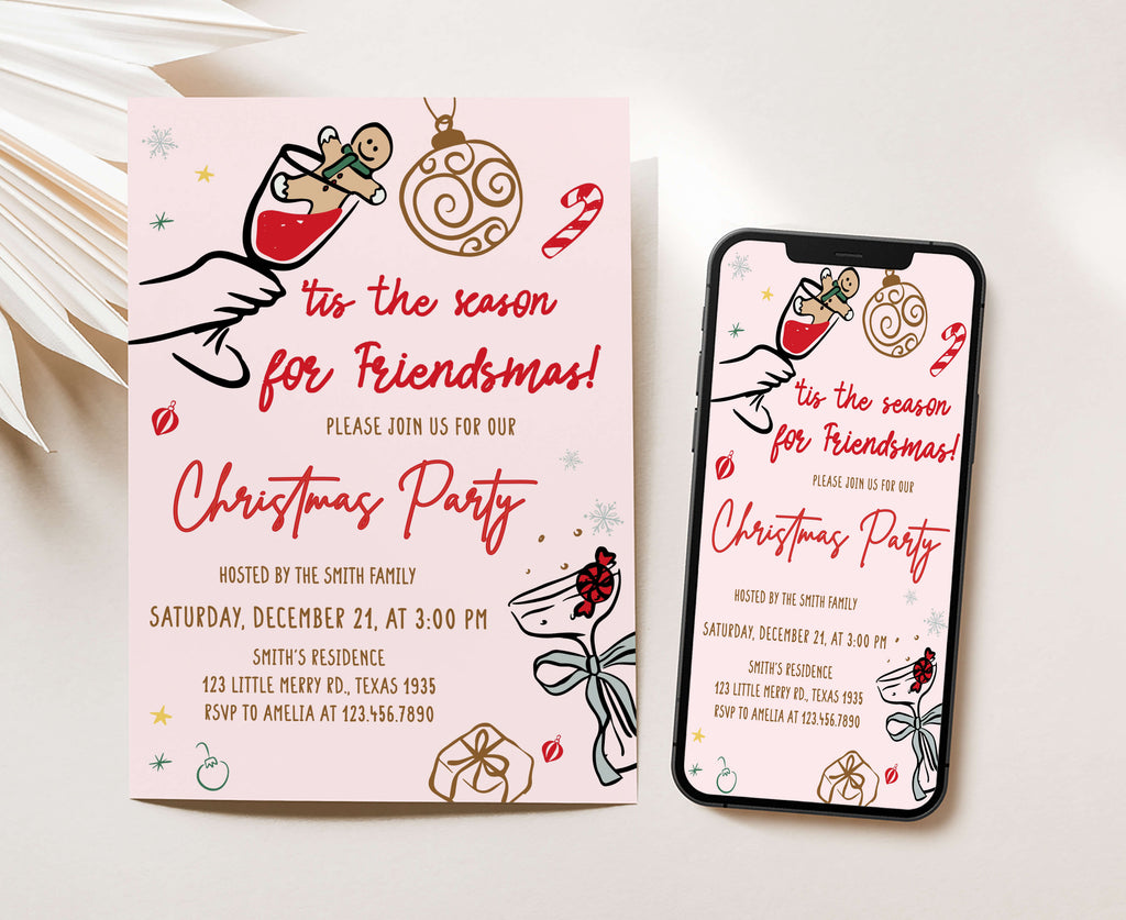 Festive Christmas invitation with gingerbread design