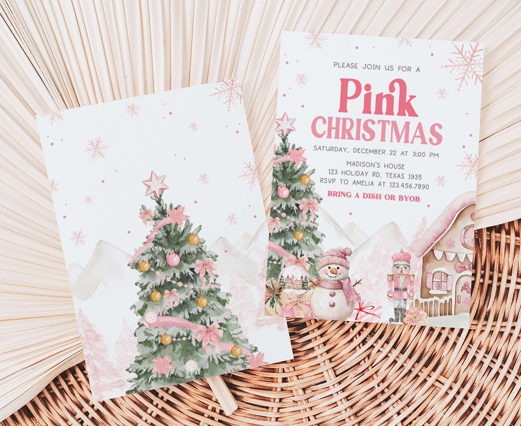 Watercolor gingerbread house holiday invitation for festive gatherings