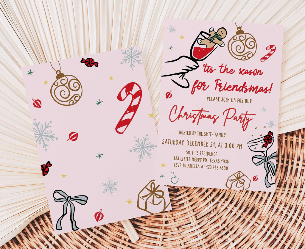 Editable holiday cocktail party invite template