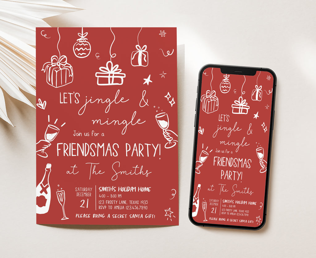 Jingle and mingle Christmas party invite card