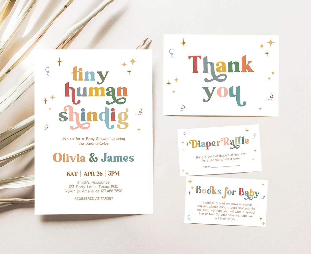 Spring Shin Dig Invitations Editable Tiny Human Shindig Baby Shower Invitation Set β Cuddle Palette