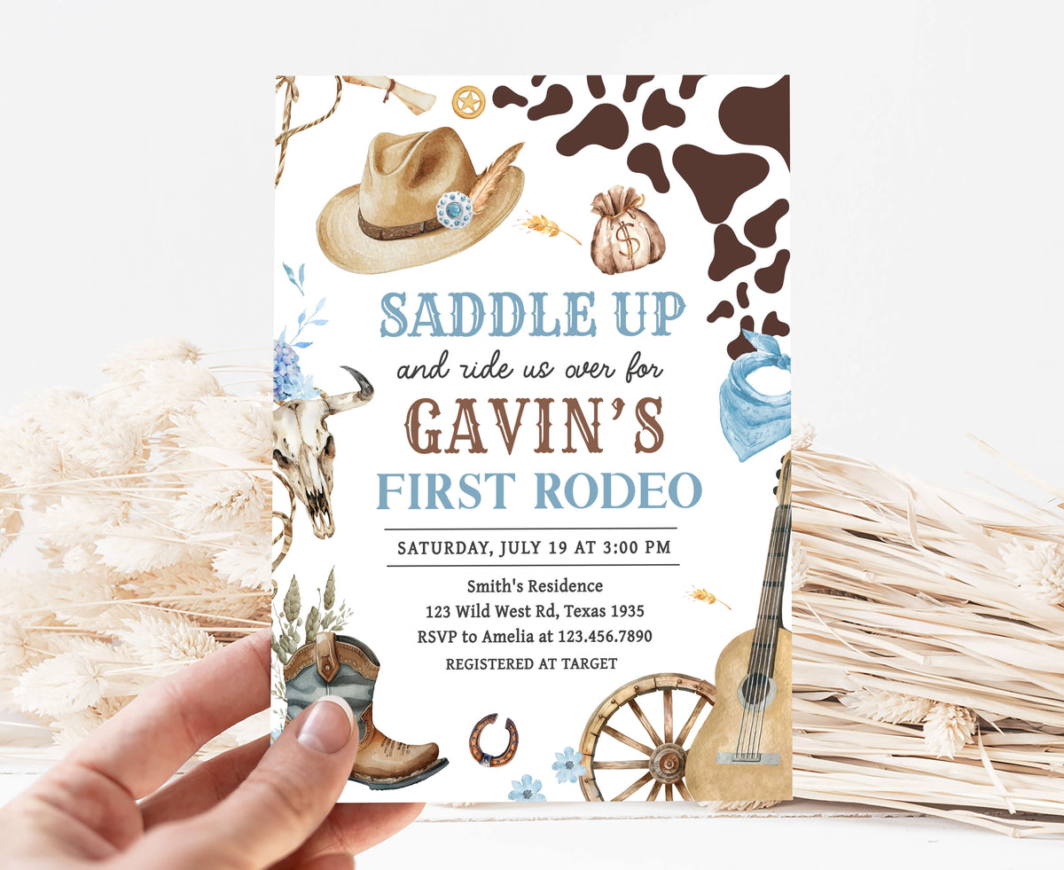 Editable Saddle Up Rodeo Birthday Party Invitation – Cuddle Palette