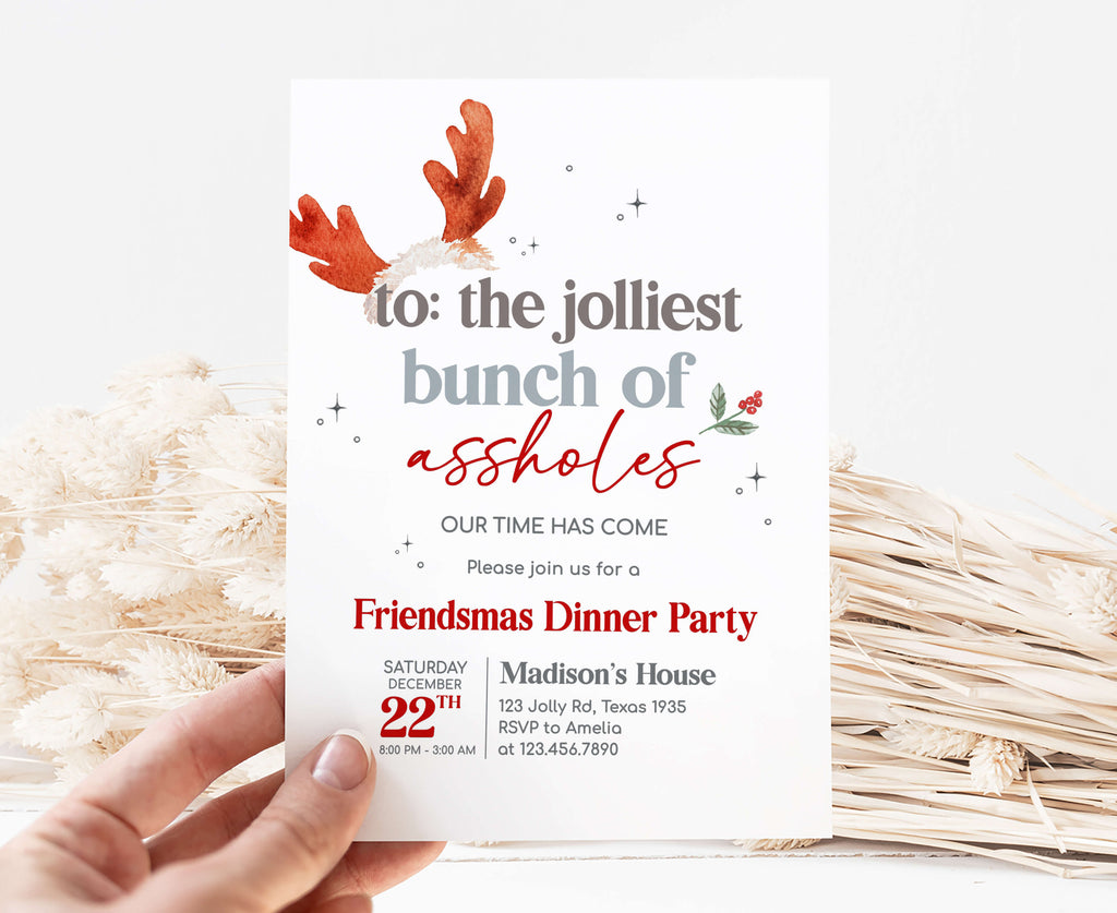 Funny Friendsmas dinner party invitation printable