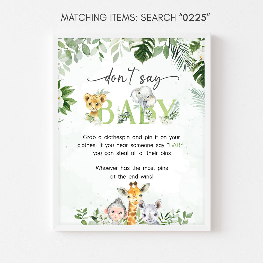 Safari Oh Baby Baby Shower Don't Say Baby Sign