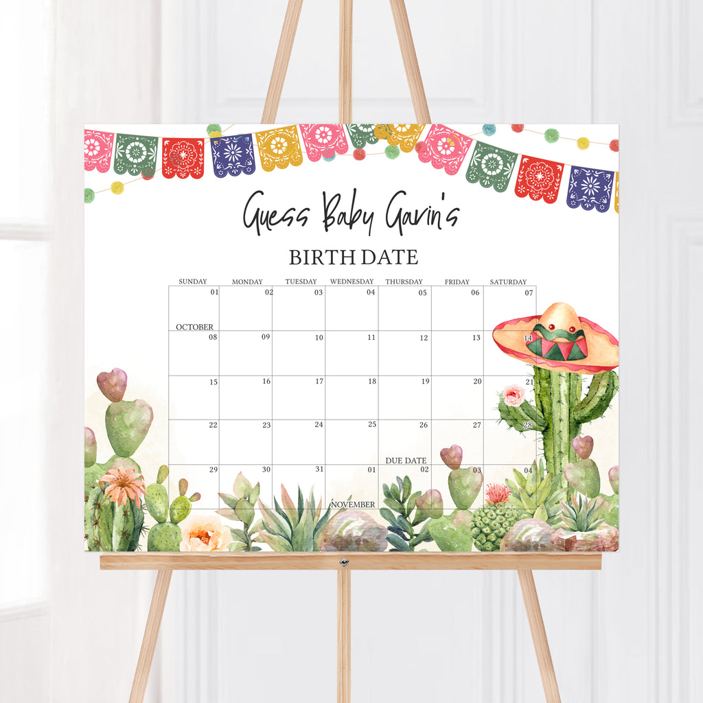 Let's Taco Bout Baby Shower Due Date Calendar