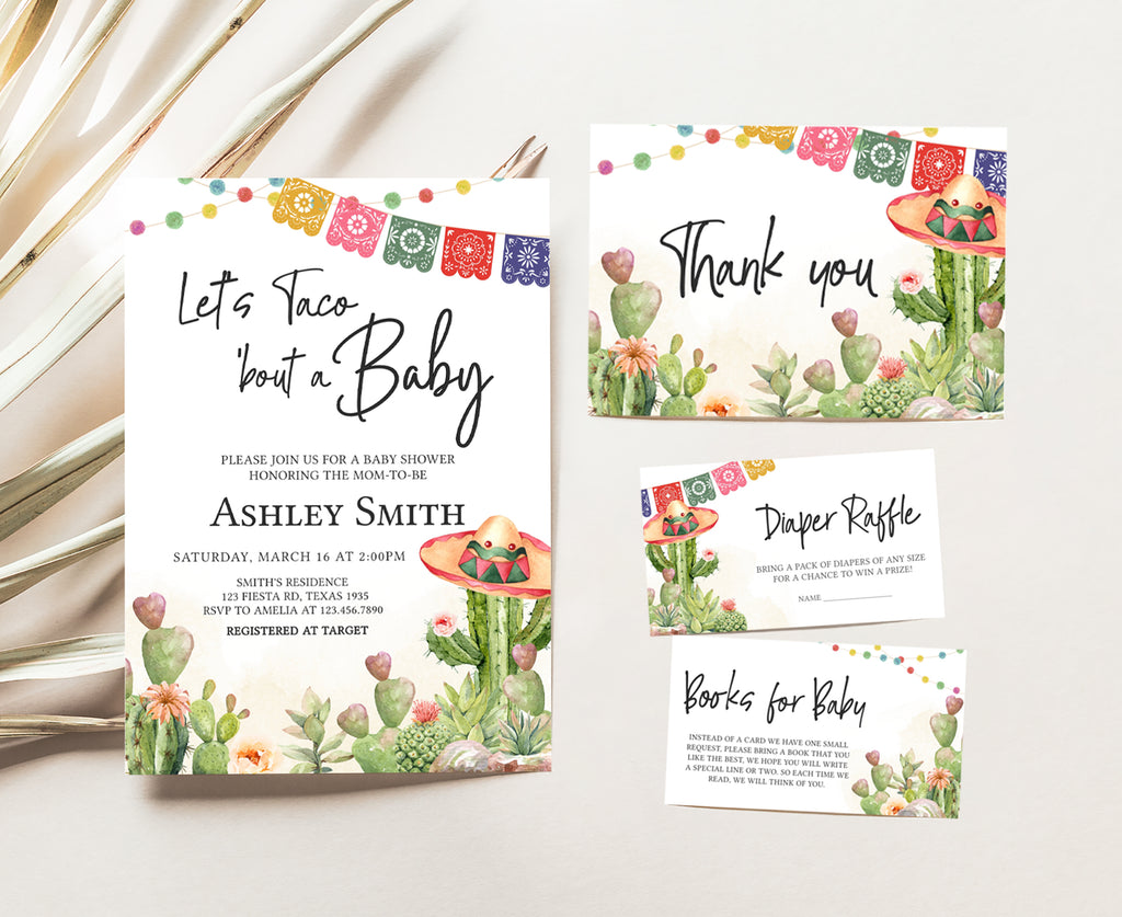 Let's Taco Bout Baby Shower Invitation Set
