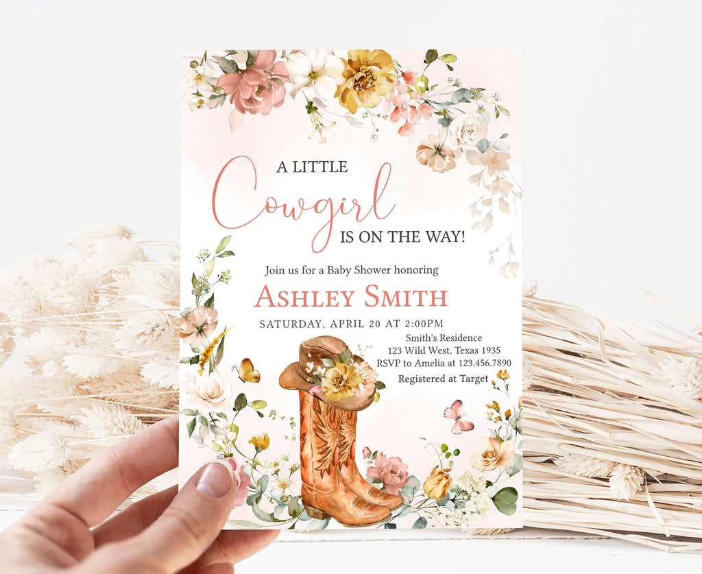 Little Cowgirl Baby Shower Invitation Template