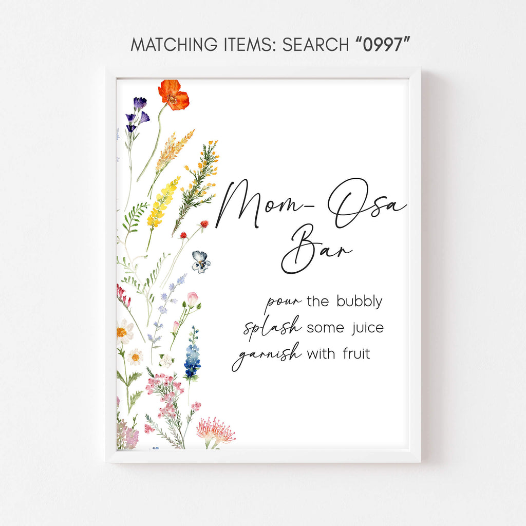 Spring wildflower mom osa bar sign for baby girl baby shower drink station