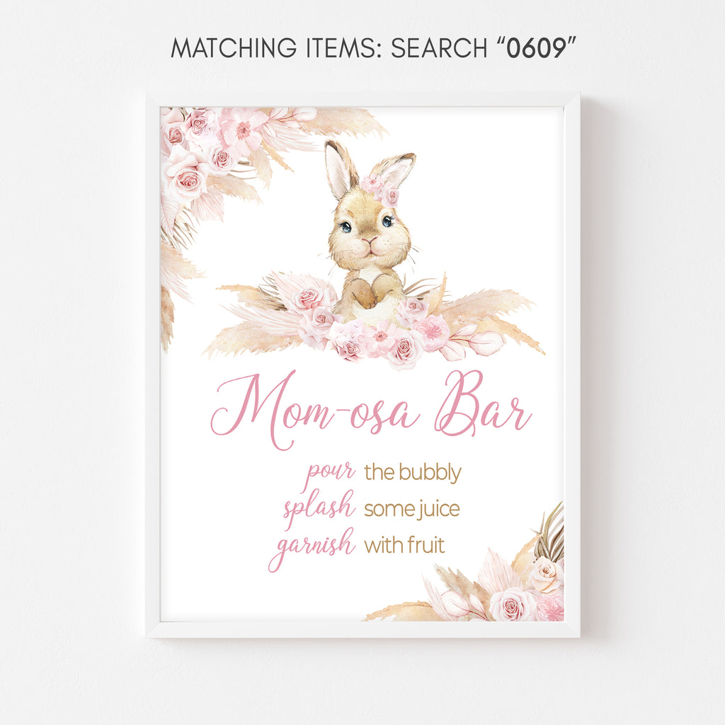 Girl Bunny Rabbit Baby Shower Mom Osa Bar Sign