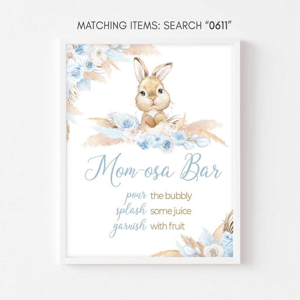 Boy Bunny Rabbit Baby Shower Mom Osa Bar Sign