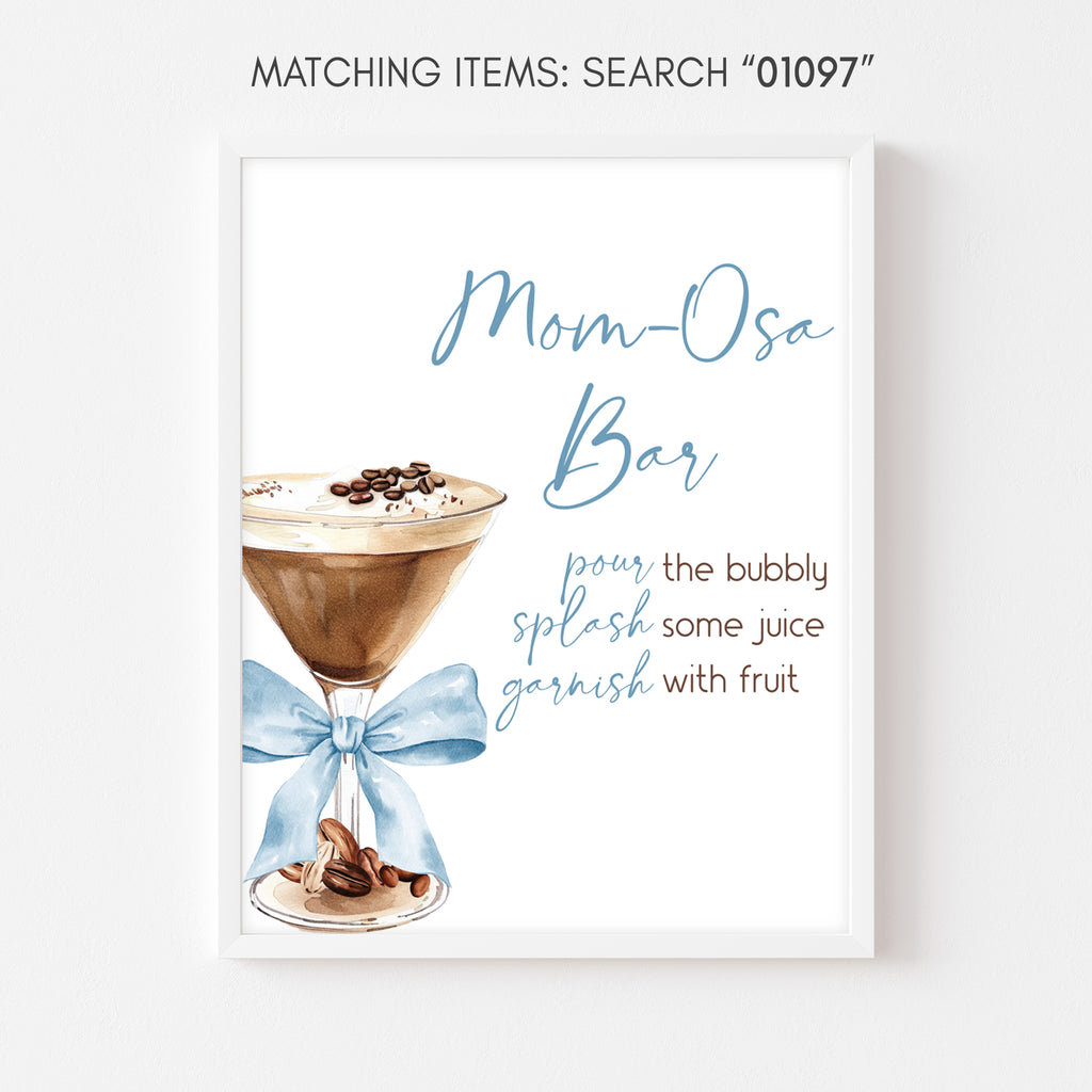 Tini one baby shower mom-osa bar sign, espresso martini themed drink station, coffee themed tini one boy baby shower mom-osa printable bar sign
