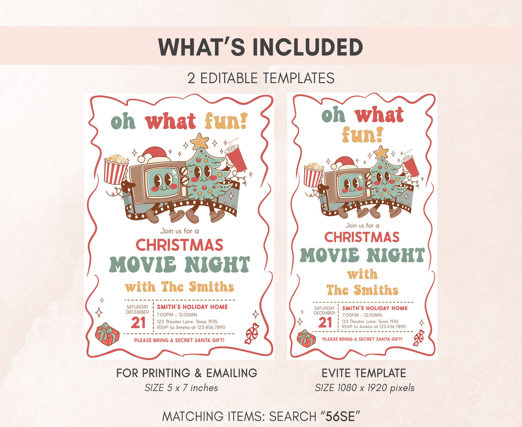Customizable Christmas party invitation with Secret Santa theme