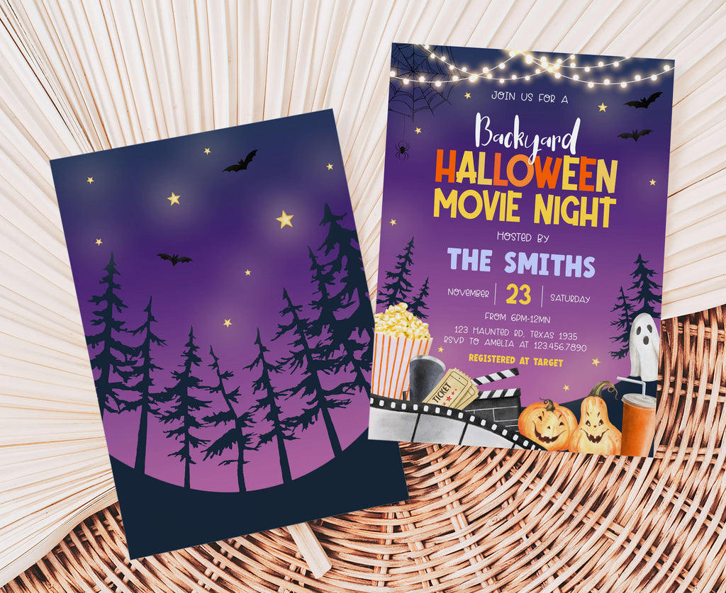 Printable spooky movie night party invite for fall gatherings