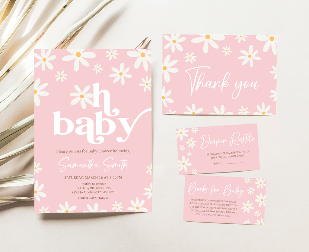 Daisy Baby Shower Invitation Set