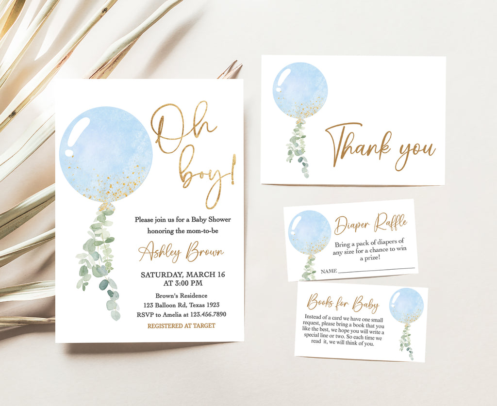 Oh Boy Baby Shower Invitation Set