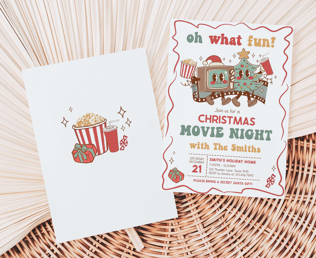 Retro holiday party invitation for family and friends
