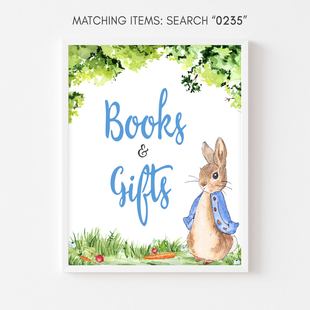 Peter Rabbit Baby Shower Books and Gifts Sign