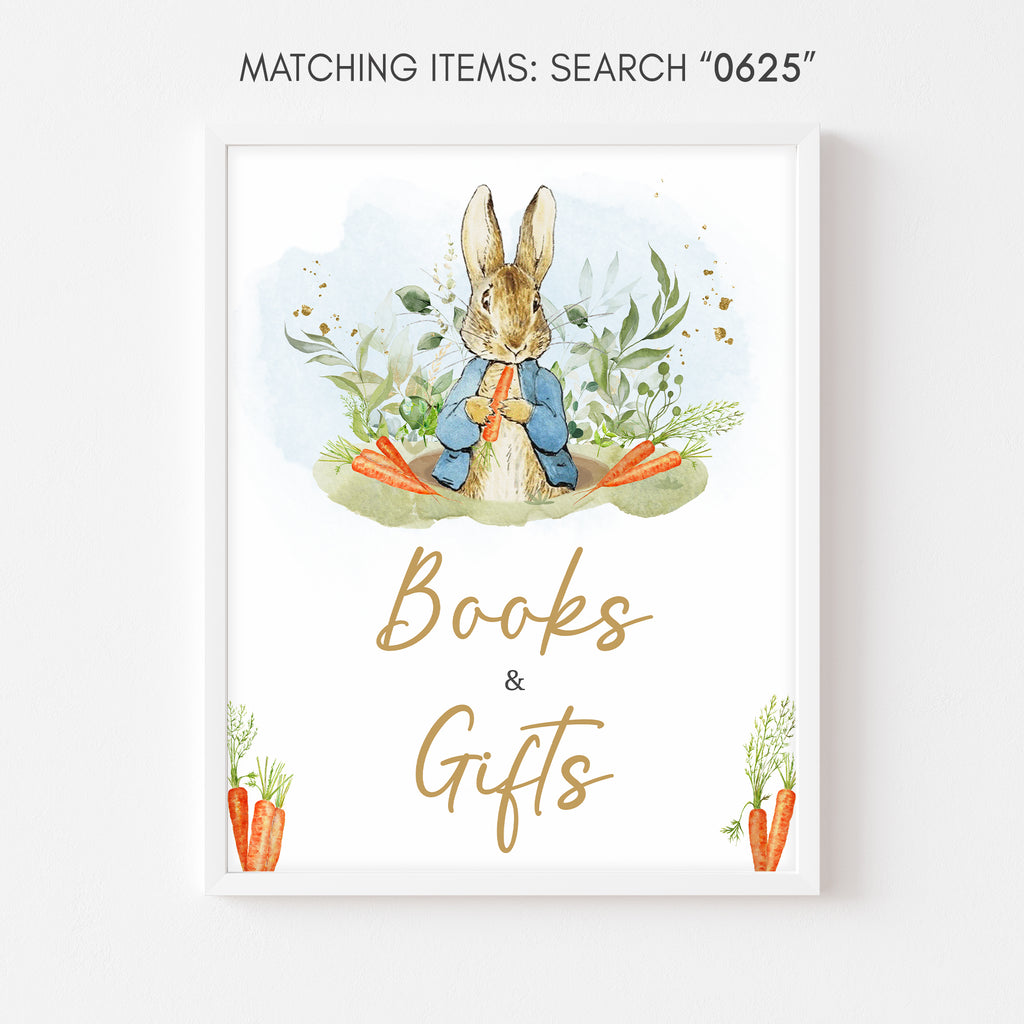 Blue Peter Rabbit Baby Shower Books and Gifts Sign