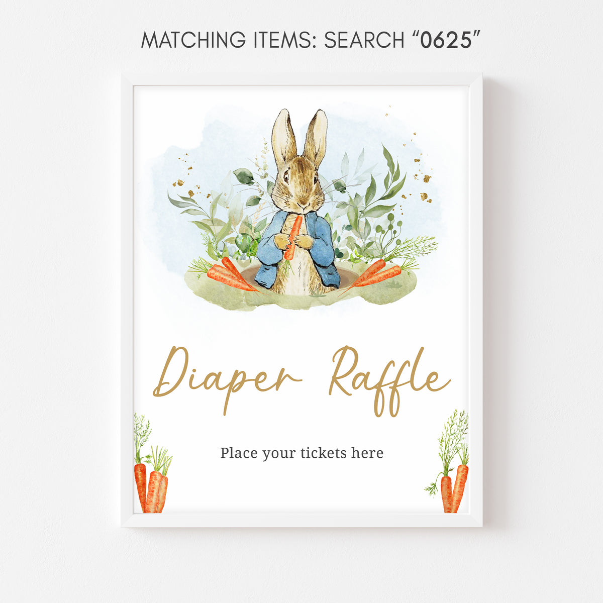 Blue Peter Rabbit Baby Shower Diaper Raffle Sign – Cuddle Palette