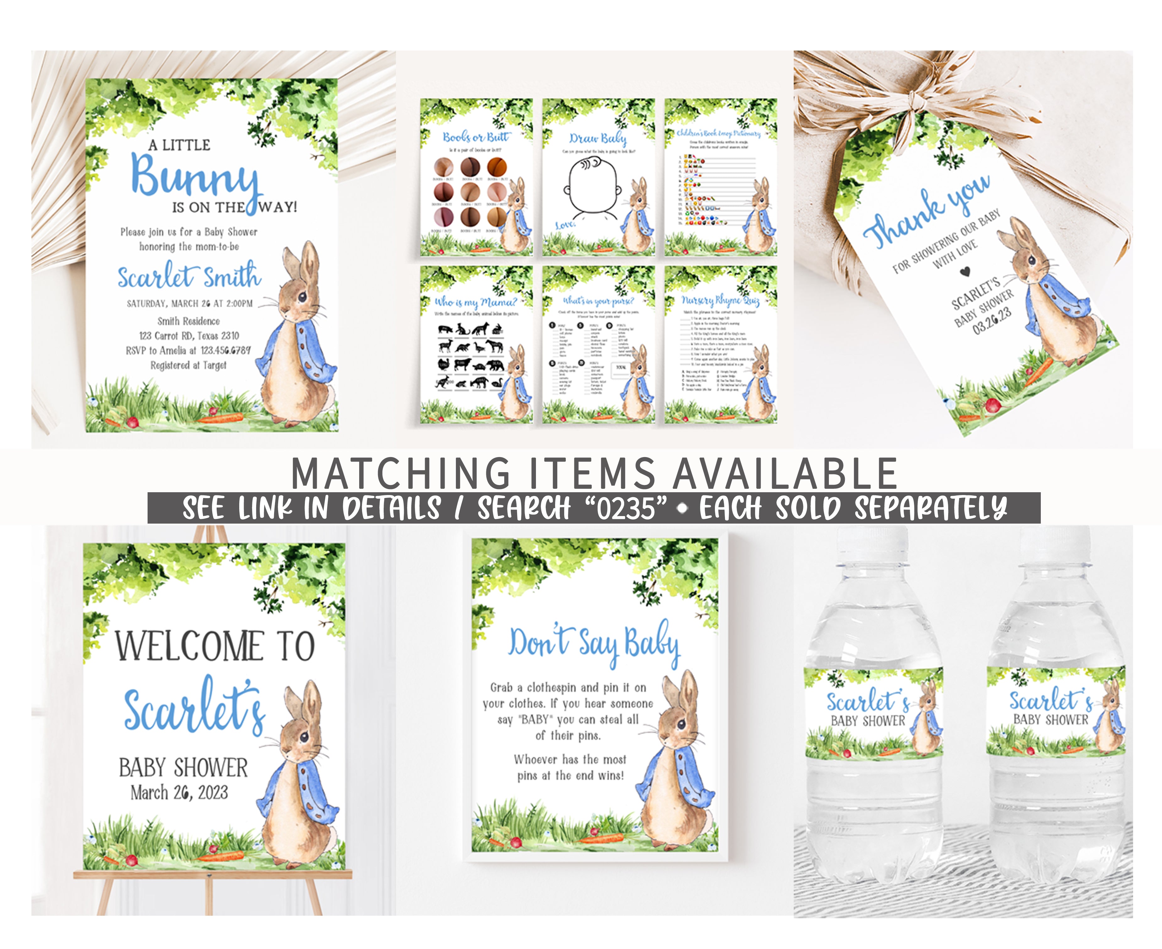 Editable Peter Rabbit Baby Shower Games Bundle – Cuddle Palette